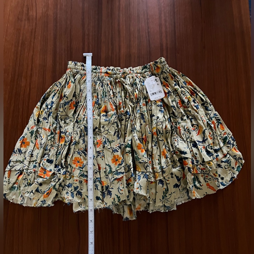 Free People Floral Mini Skirt in Orange and Blue